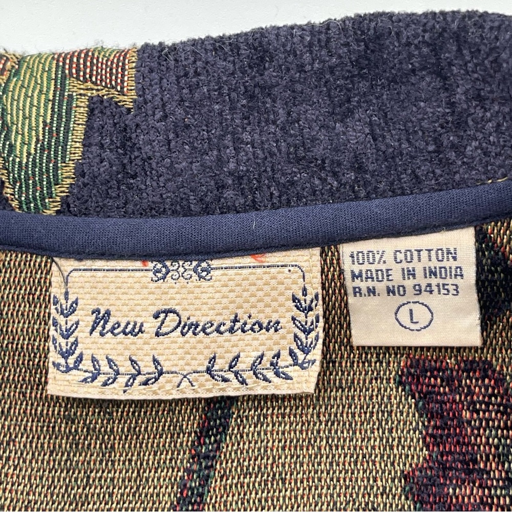 New Directions Floral Tapestry Jacket Artsy Boho Women's Size Large Floral Blue - Picture 9 of 12